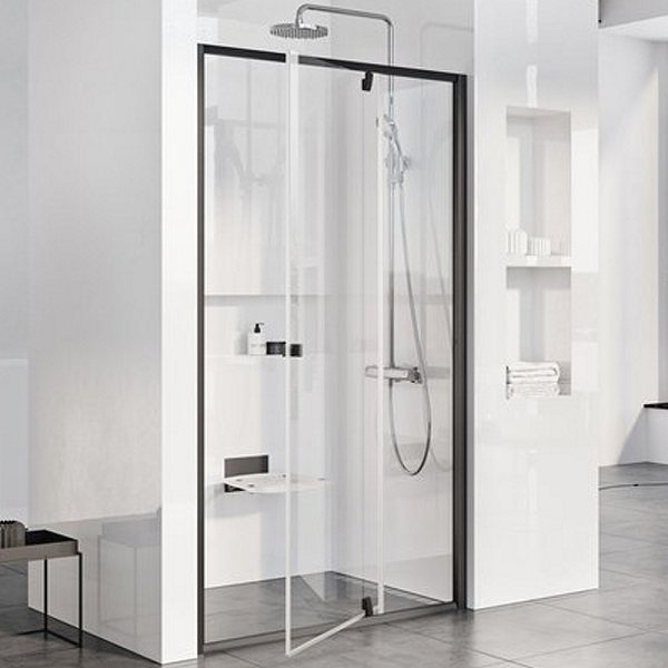 PDOP2-100 черный + транспарент, Pivot душевая дверь двухэлементная PDOP2-100 черный + транспарент, Pivot душевая дверь двухэлементная