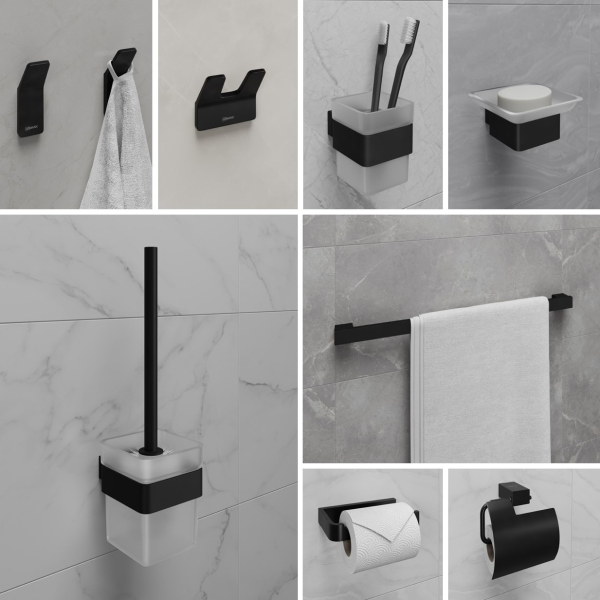 Держатель для туалетной бумаги Lemark SMOOTH LINE открытый, чёрный матовый (9722008) Держатель для туалетной бумаги Lemark SMOOTH LINE открытый, чёрный матовый (9722008)