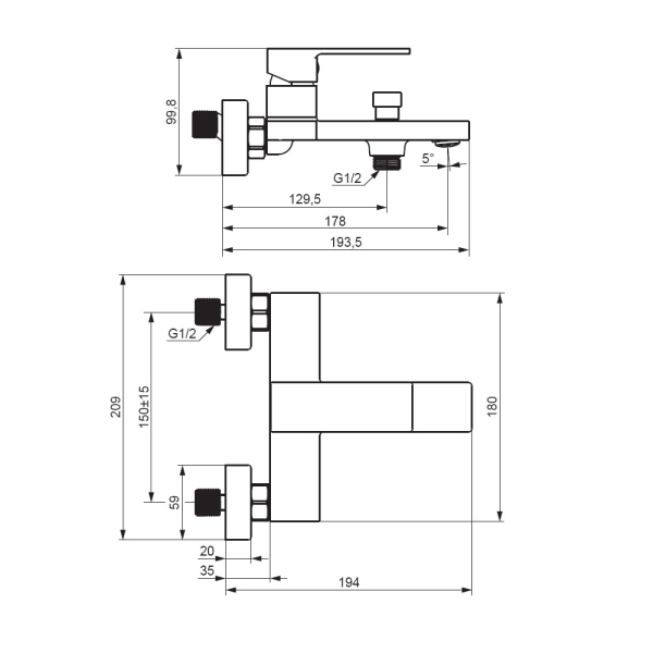 Смесители для ванны и душа Damixa Gala, 531000000