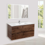 Тумба с раковиной Vincea Mia 1000 подвесная, 2 выкатных ящика soft close, R.Wood, VMC-2MC100RW+VBS-13100MB
