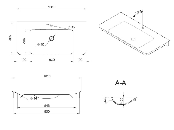 Раковина мебельная AM.PM Sensation, M30WPC1001WG