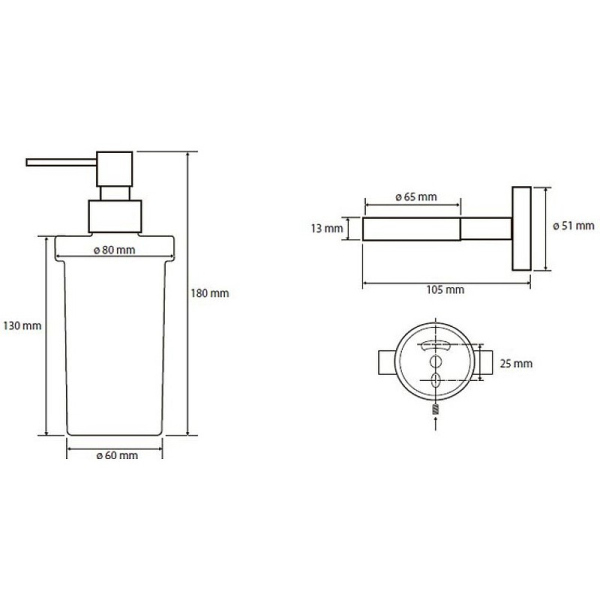 Дозатор для жидкого мыла OMEGA настенный  стекло 80*190*133