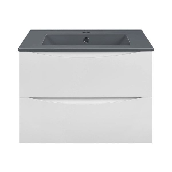 Тумба с раковиной Vincea Mia 600 подвесная, 2 выкатных ящика soft close, G.White, VMC-2MC600GW+VBS-13960MA