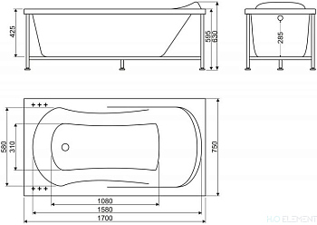 Акриловая ванна BelBagno BB103-170-75