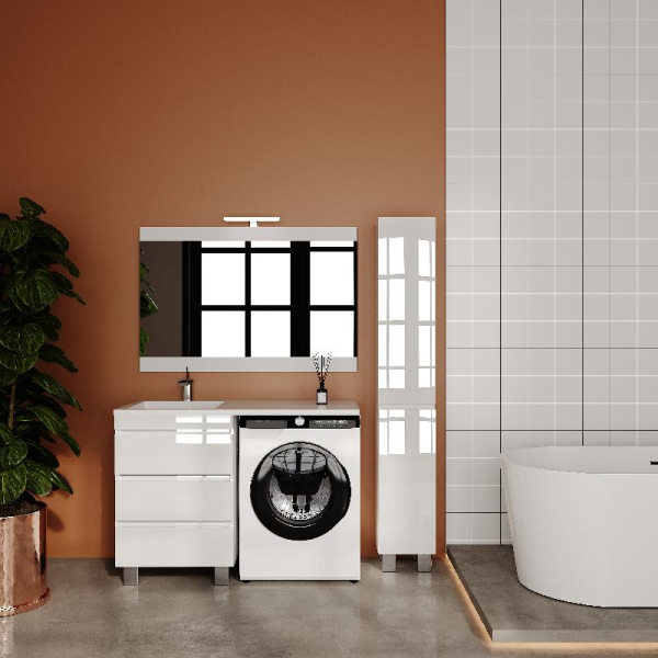 Тумба без раковины напольная Style Line "Даллас ЛЕОН 120" (3 ящ.) Люкс белая, СС-00002439