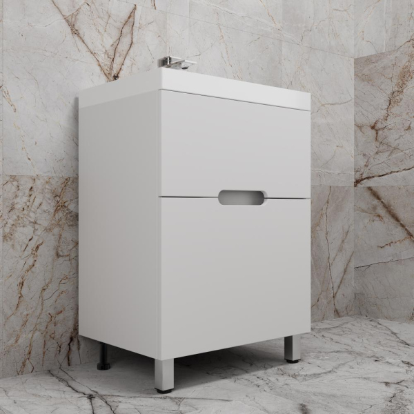Тумба без раковины напольная "Матис 70" 70 (2 ящика), Белый матовый, ЭМАЛЬ, ЛС-00002442