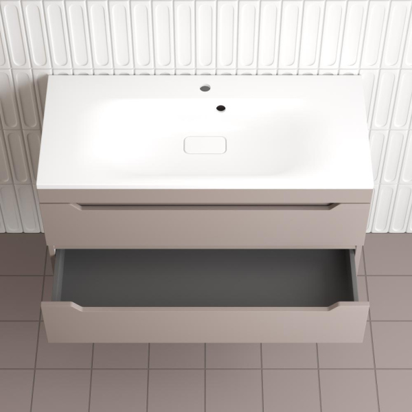 Тумба без раковины подвесная "Остин" 100 2 ящ тауп темный эмаль PLUS, ЛС-00002410