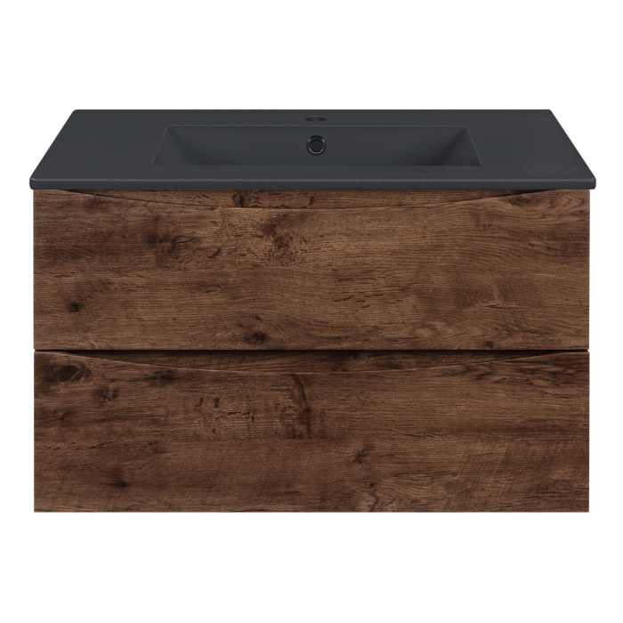 Тумба с раковиной Vincea Mia 750 подвесная, 2 выкатных ящика soft close, R.Wood, VMC-2MC750RW+VBS-13975