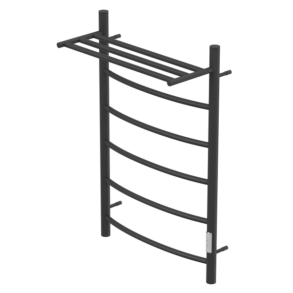 Полотенцесушитель электрический Point PN04858PB П5 500x800 с полкой, диммер справа, черный