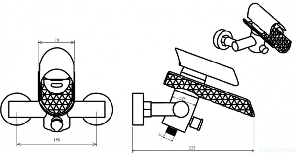 Смеситель Boheme Hypnose 233-CR для ванны с душем
