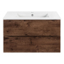 Тумба с раковиной Vincea Mia 750 подвесная, 2 выкатных ящика soft close, R.Wood, VMC-2MC750RW+VBS-13975