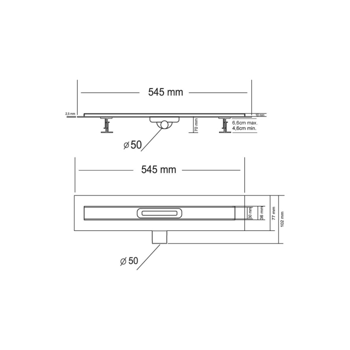 Душевой лоток Vincea Say CARMINE 510.50.P.DUZ, 50 см, хром