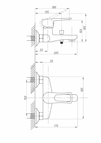 Смеситель для ванны с душем FAUZT FZs-840-129 тип См-ВОРНШлА