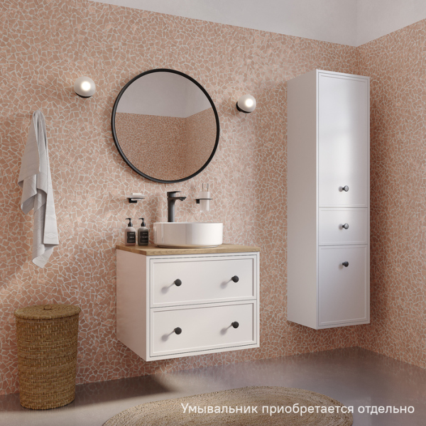 Тумба без раковины подвесная со столешницей МДФ, 60 см IDDIS Torr белый матовый (TOR60WVi95K)