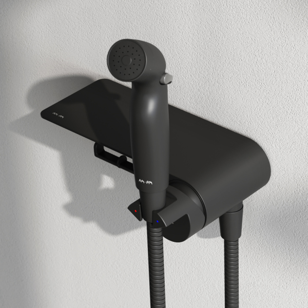 Смеситель, монтируемый в стену с гигиеническим душем и полкой AM.PM Func, F0H8F922