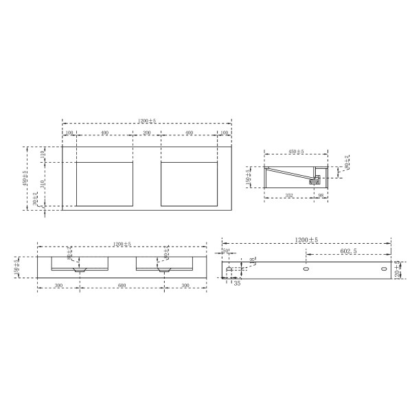 Раковина подвесная ABBER Stein AS2643-1.2 двойная, белая матовая