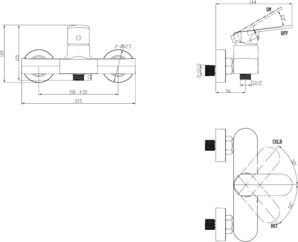 Смеситель для душа BelBagno Ancora ANC-ESDM-CRM