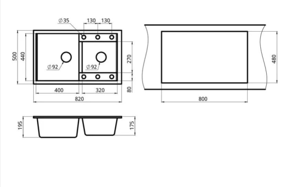 Кухонная мойка GRANULA (8201, ПИРИТ)