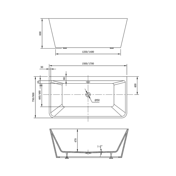 Ванна акриловая Vincea VBT-425-1700 1700*800*600, цвет белый, щелевой перелив, слив хром Ванна акриловая Vincea VBT-425-1700 1700*800*600, цвет белый, щелевой перелив, слив хром