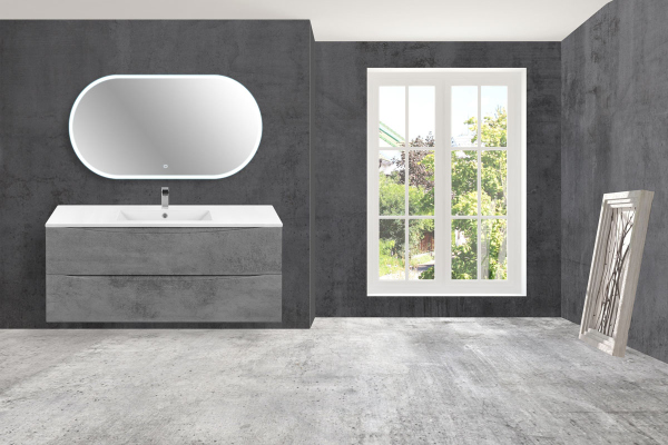 Тумба с раковиной Vincea Mia 1200 подвесная, 2 выкатных ящика soft close, Beton, VMC-2MC120BT+VBS-13120