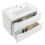 Тумба с раковиной Vincea Mia 750 подвесная, 2 выкатных ящика soft close, G.White, VMC-2MA750GW+VCB-3M750B
