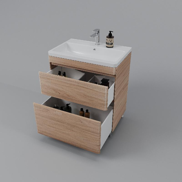 Тумба без раковины напольная Style Line "Атлантика 70", Люкс ясень перламутр, СС-00002344