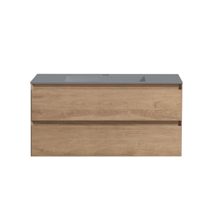 Тумба с раковиной Vincea Luka 1000 подвесная, 2 выкатных ящика soft-close, N.Oak, VMC-2L100NO+VCB-13100B
