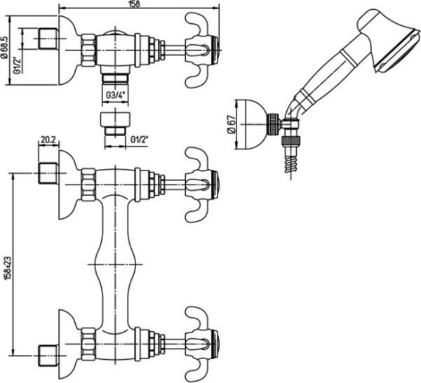 Смеситель Paini Ornellaia 87CR509 для душа