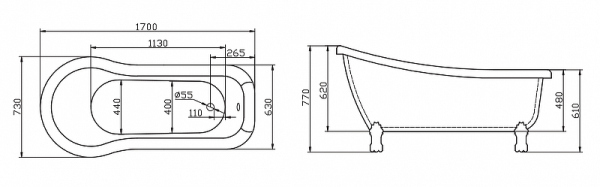 Акриловая ванна BELBAGNO BB20-1700 Акриловая ванна BELBAGNO BB20-1700