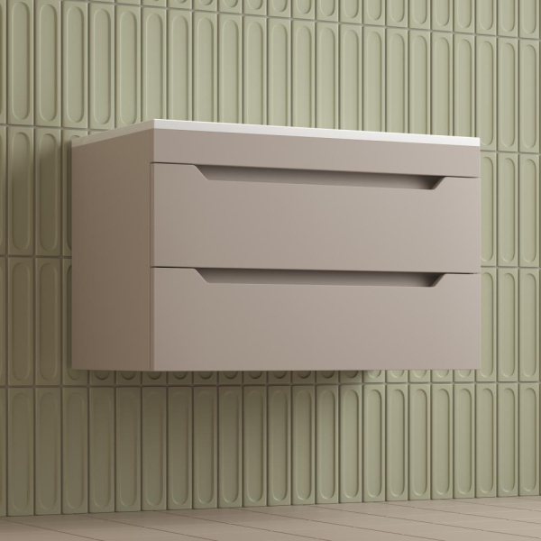 Тумба без раковины подвесная "Остин" 80 2 ящ крем эмаль PLUS, ЛС-00002405