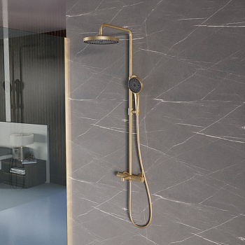 Душевая стойка Vincea Rim VSFS-2RM1BG с изливом, брашированное золото