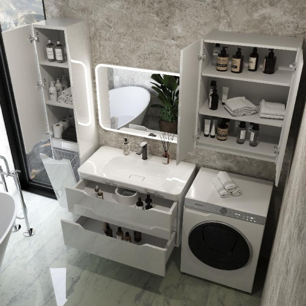 Тумба без раковины Style Line подвесная "Марелла 90" (2 ящ.) белый глянец, PLUS, СС-00002414