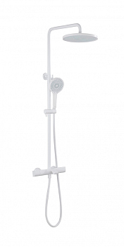 Душевая стойка ABBER Thermostat AF8516FWL с термостатом и изливом, белый матовый