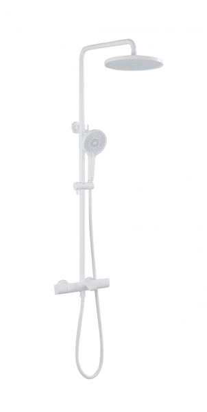 Душевая стойка ABBER Thermostat AF8516FWL с термостатом и изливом, белый матовый