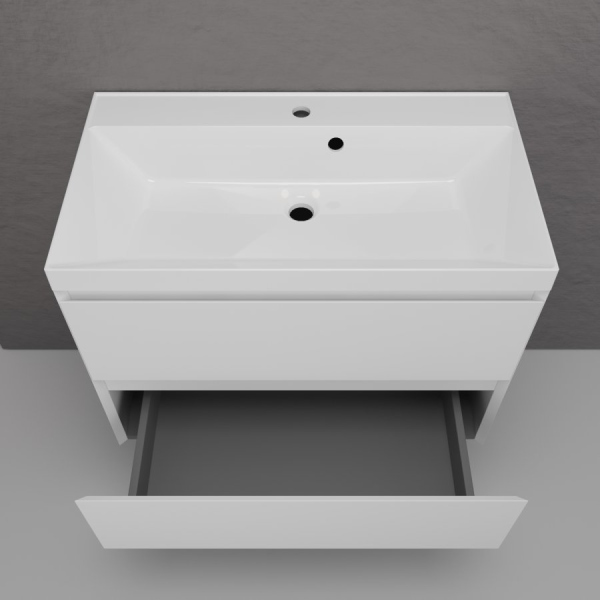 Тумба без раковины подвесная "Манхэттен 80" ЭМАЛЬ 80 2 ящика PLUS белый матовый, ЛС-00002359