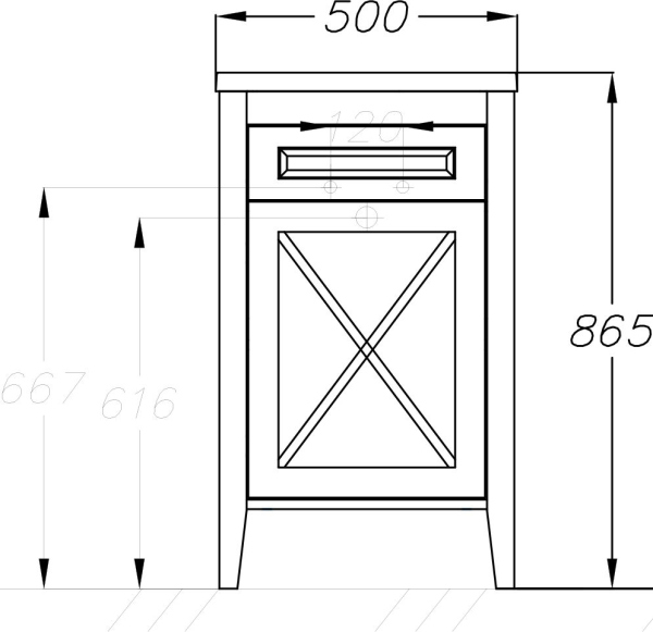 Тумба с раковиной Opadiris Палермо 50 R белая матовая