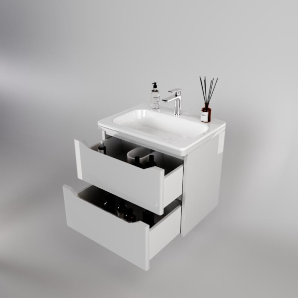 Тумба без раковины Style Line подвесная "Марелла 70" (2 ящ.) белый глянец, PLUS, СС-00002408