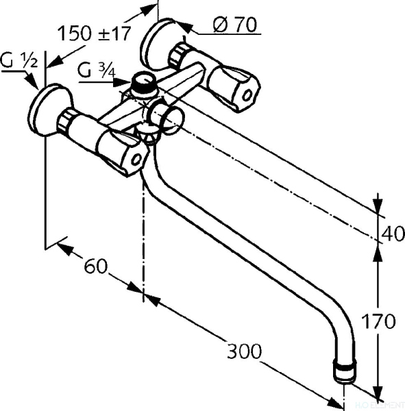 Смеситель Kludi Standard 251230515 для ванны и душа