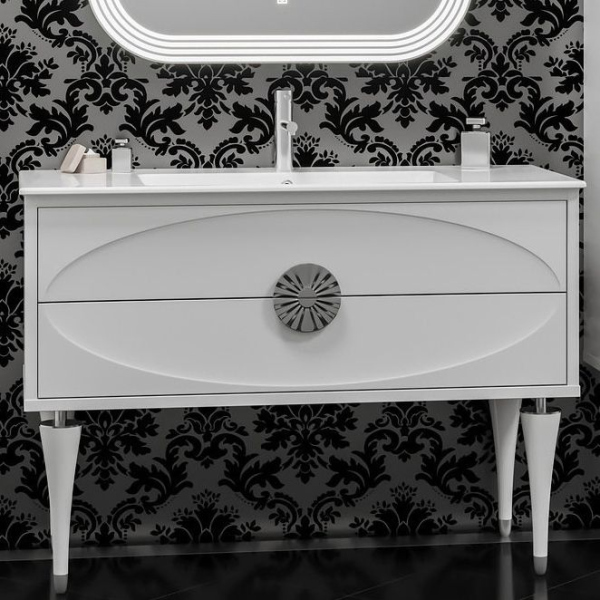 Тумба с раковиной Smile Ибица 120 белая, фурнитура хром