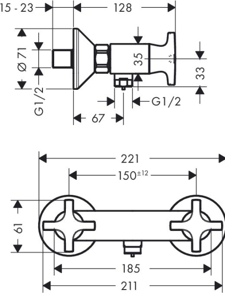 Смеситель Hansgrohe Logis Classic 71260000 HG для душа