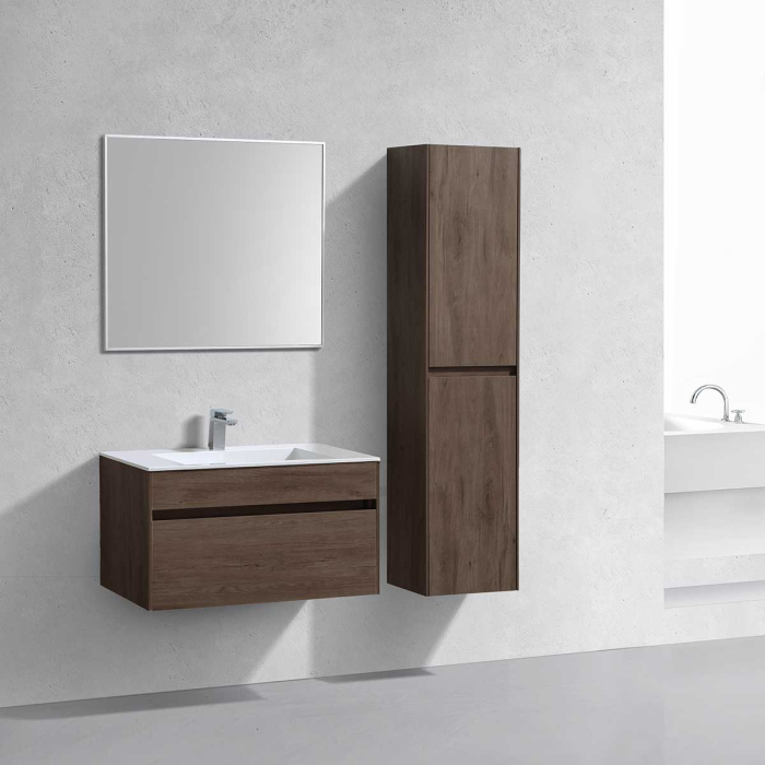 Тумба с раковиной Vincea Chiara 800 подвесная, 1 выкатной ящик soft-close, R.Oak, VMC-2C800RO+VCB-13800G