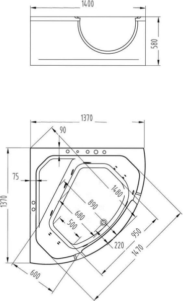 Акриловая ванна Orans BT-62118M