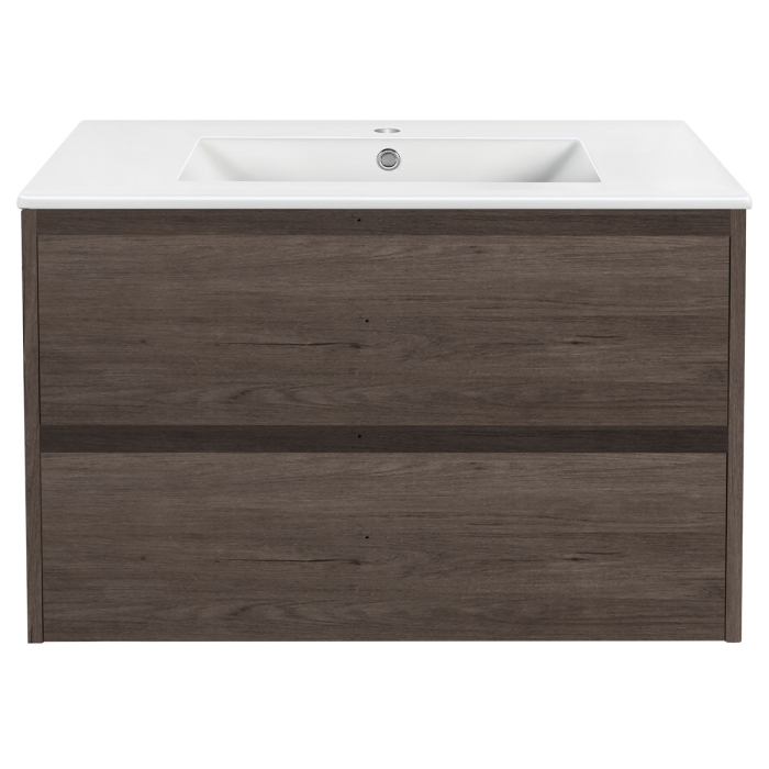 Тумба с раковиной Vincea Gio 800 подвесная, 2 выкатных ящика soft-close, R.Oak, VMC-2G800RO+VBS-13980