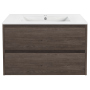 Тумба с раковиной Vincea Gio 800 подвесная, 2 выкатных ящика soft-close, R.Oak, VMC-2G800RO+VBS-13980