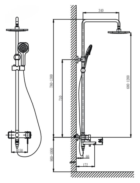 Душевая стойка Timo Hette SX-1020 White