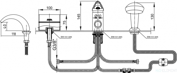 Смеситель E.C.A. Lotus 102153002 на борт ванны