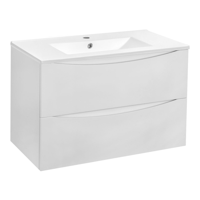 Тумба с раковиной Vincea Mia 800 подвесная, 2 выкатных ящика soft close, G.White, VMC-2MC800GW+VBS-13980MA