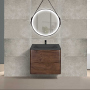 Тумба с раковиной Vincea Paola 600 подвесная, 2 выкатных ящика soft close, R.Wood, VMC-2P600RW+VCB-2VP600W