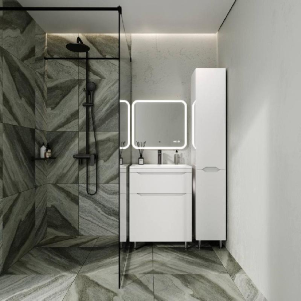 Тумба без раковины Style Line напольная "Марелла 60" (2 ящ.) белый глянец, PLUS, СС-00002396