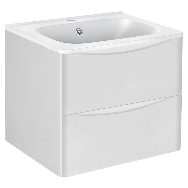 Тумба с раковиной Vincea Paola 600 подвесная, 2 выкатных ящика soft close, G.White, VMC-2P600GW+VCB-2VP600W Тумба с раковиной Vincea Paola 600 подвесная, 2 выкатных ящика soft close, G.White, VMC-2P600GW+VCB-2VP600W